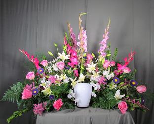 Garden of Lilies urn wrap from Krupp Florist, your local Belleville flower shop