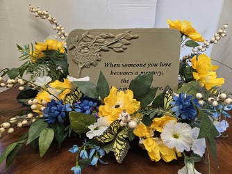 SILK SURROUND YELLOW/BLUE WITH BUTTERFLIES from Krupp Florist, your local Belleville flower shop