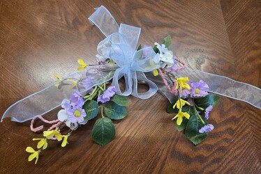 SILK SWAG SPRING/BLUE BOW from Krupp Florist, your local Belleville flower shop