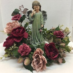 Angel adorned with silks angel20-3sty from Krupp Florist, your local Belleville flower shop