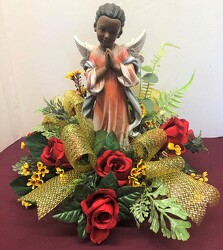 Angel stylized with silks angel21-12sty from Krupp Florist, your local Belleville flower shop