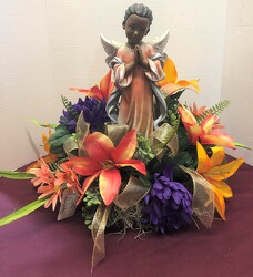 Angel stylized with silks angel21-13sty from Krupp Florist, your local Belleville flower shop