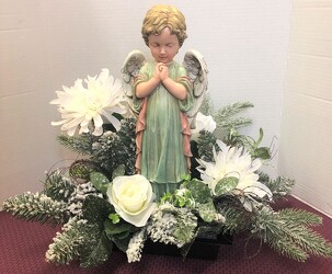 Angel stylized with silks angel22-11sty from Krupp Florist, your local Belleville flower shop