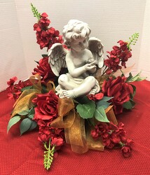 Angel adorned with silks angel23-01sty from Krupp Florist, your local Belleville flower shop