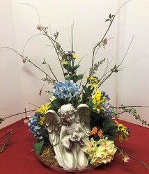 Angel adorned with silks angel23-02sty from Krupp Florist, your local Belleville flower shop