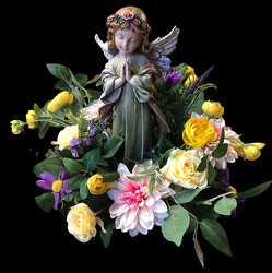 Angel adorned with silks angel23-03sty from Krupp Florist, your local Belleville flower shop