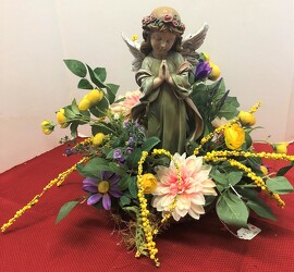 Angel adorned with silks angel23-03sty from Krupp Florist, your local Belleville flower shop