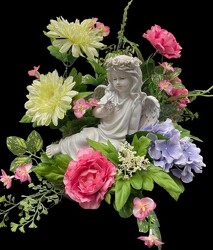 Angel adorned with silks angel23-04sty from Krupp Florist, your local Belleville flower shop