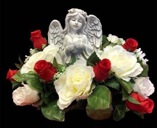 Angel adorned with silks angel24-02sty from Krupp Florist, your local Belleville flower shop