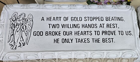 A HEART OF GOLD BENCH from Krupp Florist, your local Belleville flower shop