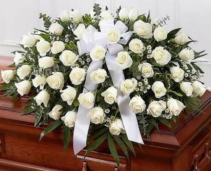 White Rose Half Casket Cover from Krupp Florist, your local Belleville flower shop