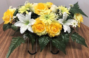 Silk cemetery saddle cem-saddle02 from Krupp Florist, your local Belleville flower shop