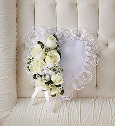 White Satin Heart Casket Pillow ck-heart-wk from Krupp Florist, your local Belleville flower shop
