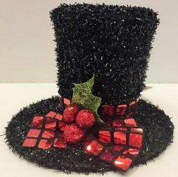 Black hat ornament-orn-hat from Krupp Florist, your local Belleville flower shop