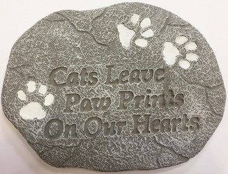 Cats leave paw prints stone-pet-cats-paws from Krupp Florist, your local Belleville flower shop