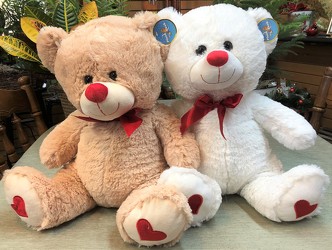 16" white or tan teddy bear from Krupp Florist, your local Belleville flower shop