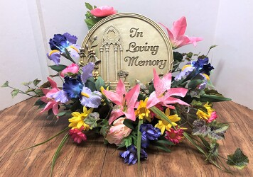 Resin plaque stylized with silks silk-arrg2107 from Krupp Florist, your local Belleville flower shop