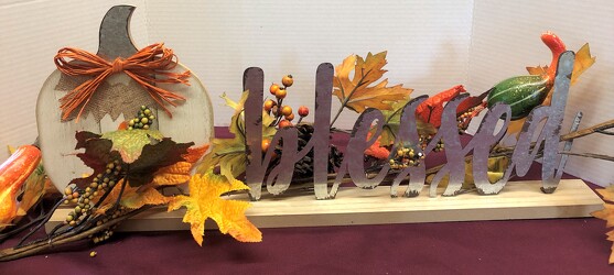 Blessed display with silks silk-blessed from Krupp Florist, your local Belleville flower shop