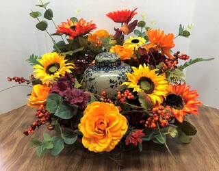 Silk urn wrap silk-urn02 from Krupp Florist, your local Belleville flower shop
