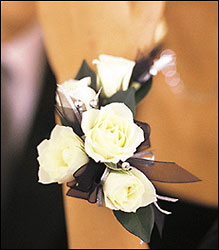 5 White Mini Roses Wristlet from Krupp Florist, your local Belleville flower shop