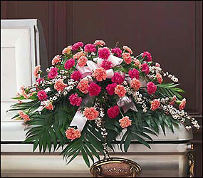 Delicate Pink Casket Spray from Krupp Florist, your local Belleville flower shop