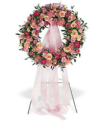 Respectful Pink Wreath from Krupp Florist, your local Belleville flower shop