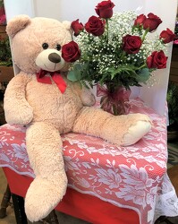 Vday large bear combo from Krupp Florist, your local Belleville flower shop