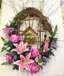 Wreath-bird/birdhouse-wreath-43 from Krupp Florist, your local Belleville flower shop