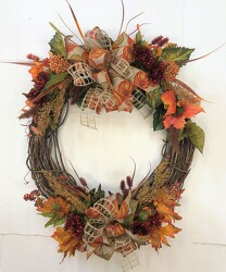 Silk wreath-Fall wreath-63b from Krupp Florist, your local Belleville flower shop