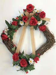 Wreath-red and white-wreath-80 from Krupp Florist, your local Belleville flower shop