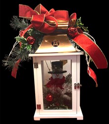 Lantern with snowman & ribbon xmas-arrg2301 from Krupp Florist, your local Belleville flower shop