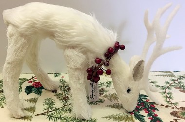 White Christmas deer decoration-xmas-deer from Krupp Florist, your local Belleville flower shop